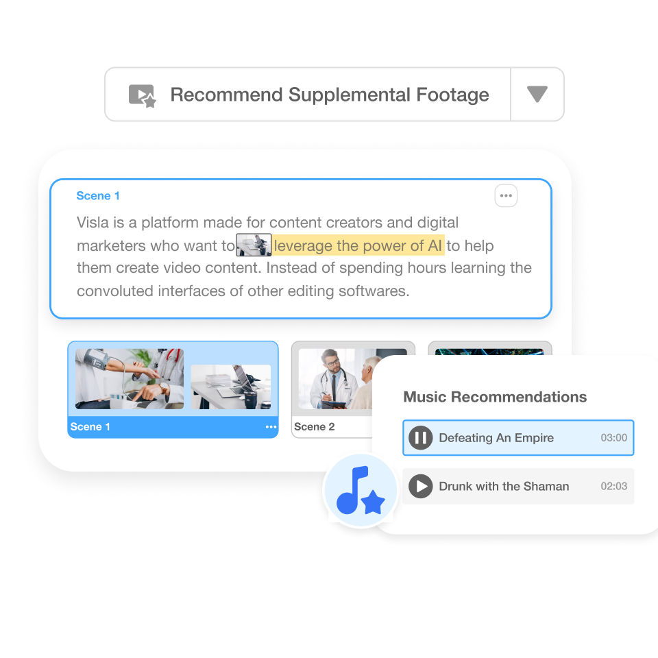 Customize tone, music, and narration in Visla’s health education campaign video creator before generating your video automatically.